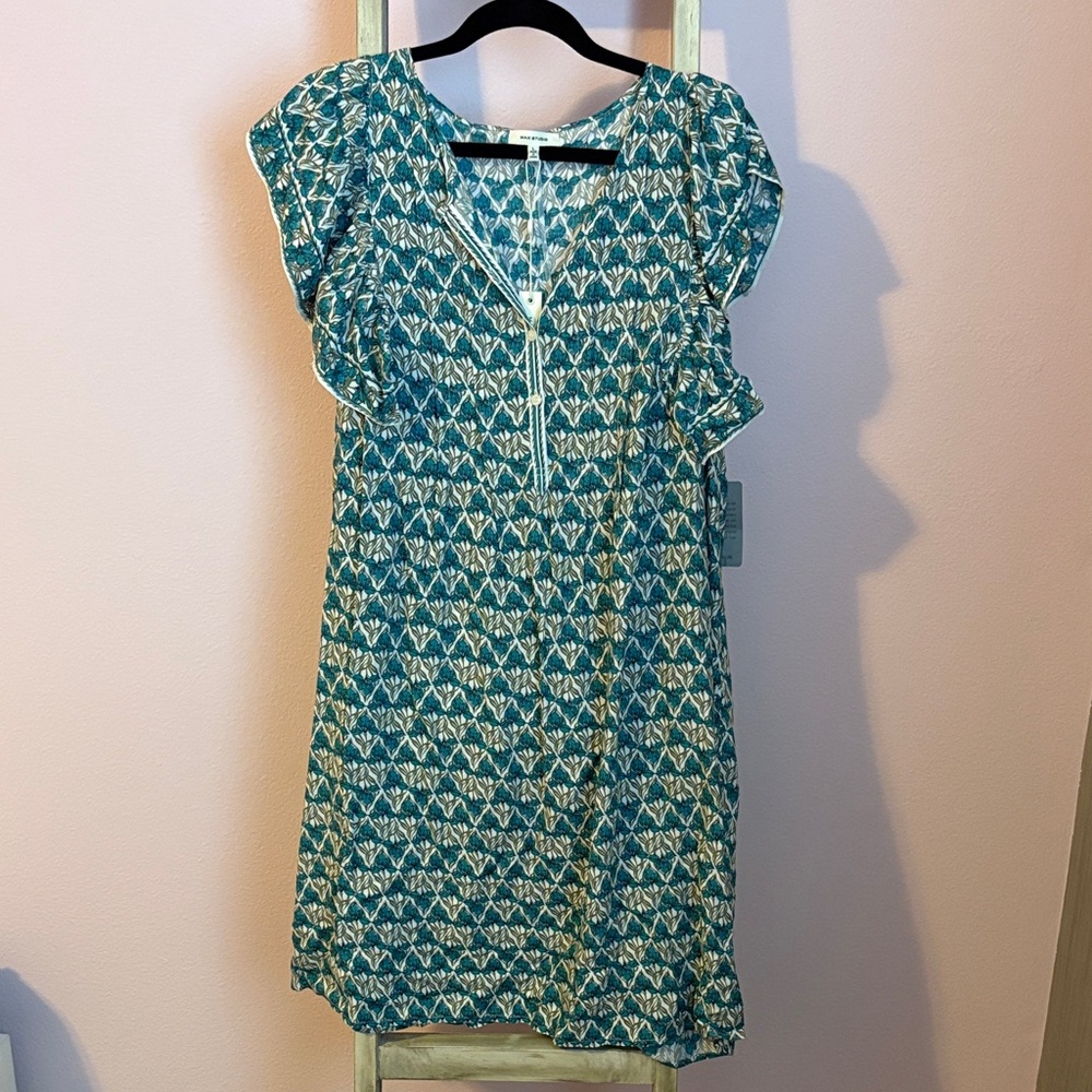 Max Studio Blue and Cream Midi Dress